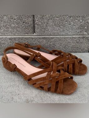 Loeffler Randall Shelly Sandals Cacao Brown Suede Size 9